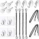 Arecyuer Stained Glass Window Hanging Chain Kit, Picture Hanging Chain with Suction Cup Hooks Sunshine Catcher Metal Nickel Plating Stained Glass Window Panels 10 Inch and 20 Inch (Black)