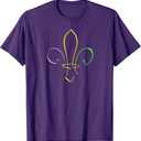 MARDI GRAS GOLD PURPLE GREEN FLEUR DE LIS T-Shirt, Size: M