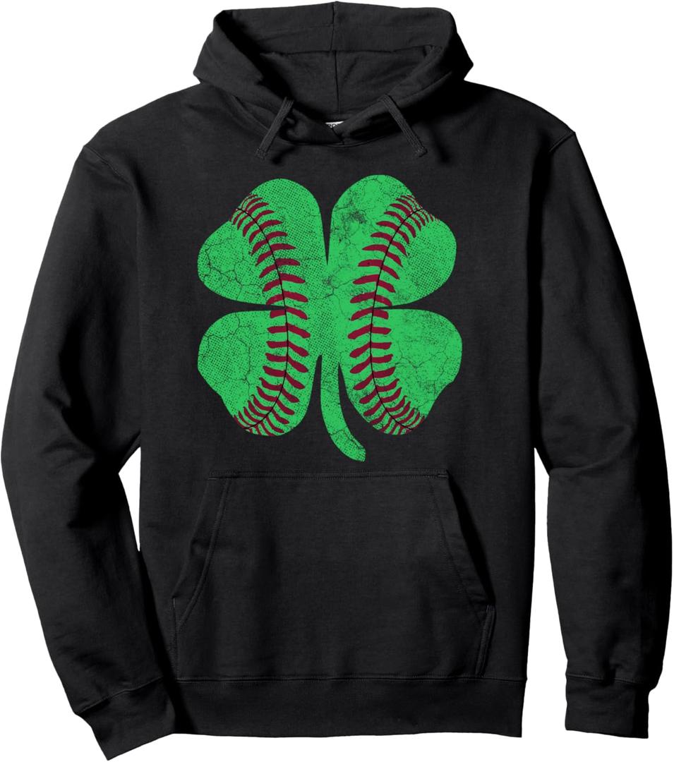 St Patricks Day Shamrock Baseball Saint Paddy's Pullover Hoodie, Small