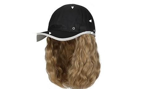 Qlenkay Waterproof Baseball Cap Attached with Curly Wavy Bob Hair Soft Crown Adjustable Quick Dry Hat Wig 14in Short Synthetic Hairpiece for Women Ash Blonde (Short-9 Inch)
