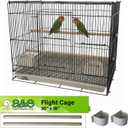 A&E Cage Co 504 Black Flight Bird Cage 30" x 18" x 18" Flight Cage for Finches, Canaries & Parakeets Includes 2 Feeder Stations, Wood Perch, Slide-Out Tray & Carry Handle (Black)
