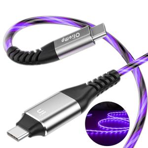 USB C to C 6ft 60W 3A Fast Charging LED Cable for iPhone 15/15 Pro/15 Plus/15 Pro Max/iPad Pro 2022/Air, Samsung S23 (Purple)
