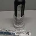 PROBTTL 32 Oz Borosilicate Glass Water Bottle with Time Marker Reminder Quotes, 1 Liter Leak Proof Reusable BPA Free Motivational Water Bottles with Silicone Sleeve and Bamboo Lid (Black)