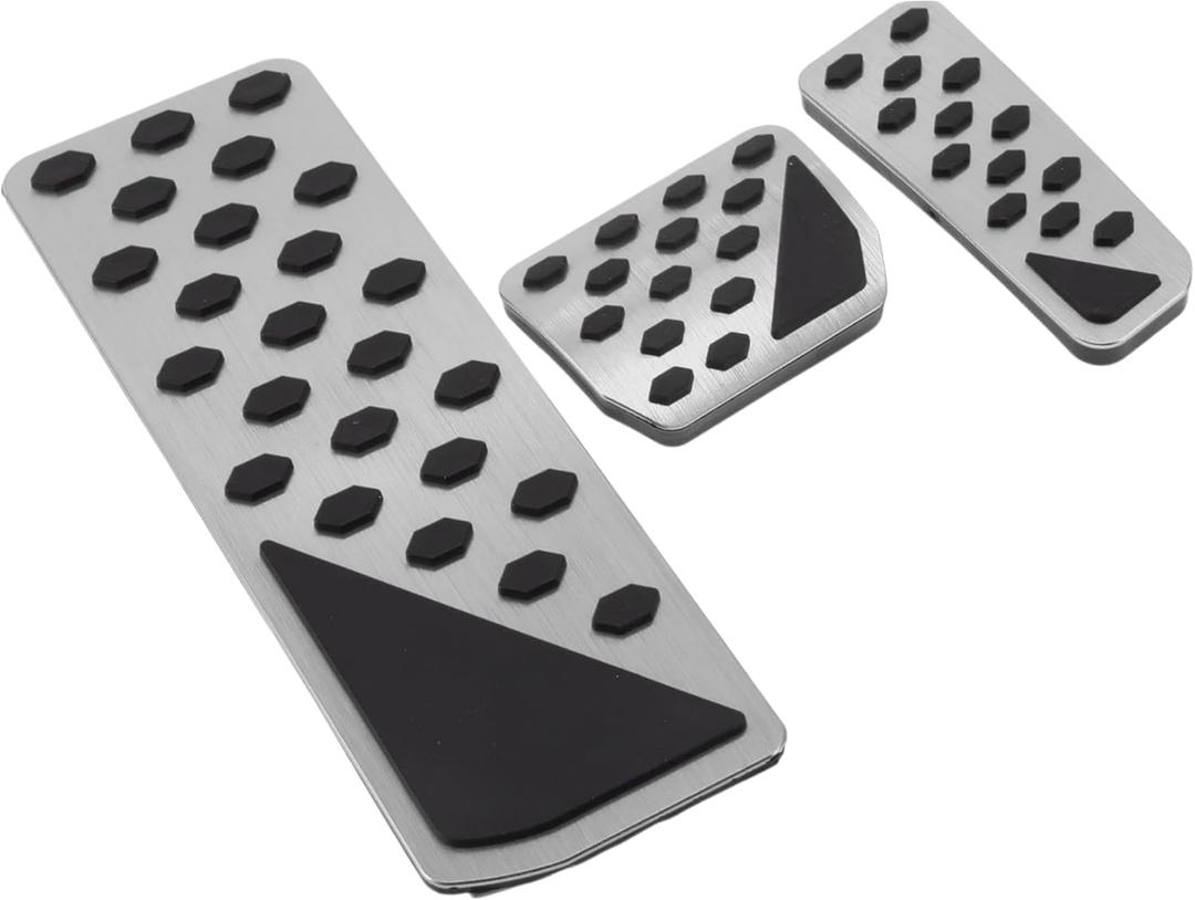 3 Pcs Automatic Foot Pedal Pads Foot Accelerator Pedal Covers for Jeep Grand Cherokee 2022-2025 Stainless Steel Silver Tone