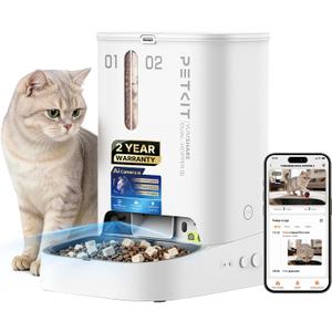 PETKIT Automatic Cat Feeder with Camera, Upgraded Multi-Cat Recognition, Night Vision,2.4G&5G WiFi Dog Feeder with Freshness Lock,5L Timed Dual Hopper Food Dispenser with Low Food Sensor