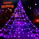 Thanksgiving Decorations Outdoor Giant Spider Web Lights,23ft x 18ft Black Spider Web with 500 LEDs Purple,Waterproof for Christmas Decorations and 8 Modes. (Black Nylon Rope and Purple LED Lights) 