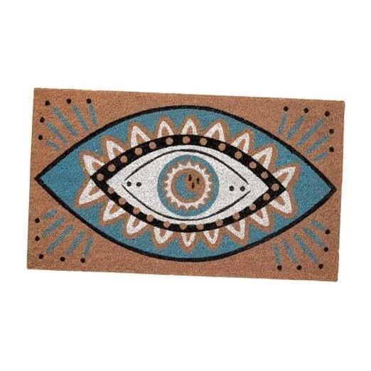 Evil Eye Welcome Mat Outdoor | (16 X 28) Eco Friendly Doormats for Front Door Outdoors | Welcome Matt or Evil Eyes Doormat for Spring Porch Decor | Durable & Anti Slip Coir Door Mats