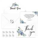 Fumete 50 Set Funeral Thank You Cards with Envelopes and Stickers Thank You Sympathy Cards with Meaningful Message Bereavement for Funeral Family Loved Ones Celebration of Life(Flower)