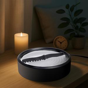 Automatic Zen Sand Garden for Desk, Mini Zen Garden Decor for Office Desk with White Sand Black BaseHome Meditation for Relaxation, Sand Tray Therapy, Minimalist Plate Accessories 8in