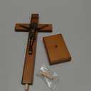 KUXBET Crucifix Cross Catholic 10.7 Inch Wooden Jesus Christ Wall Cross Stand, Hanging or Tabletop with Stand for Home Decor (10.7" L x 5.0" W)