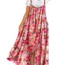 YESNO Casual Maxi Overalls Dress for Women 2026 Boho Floral Outfits Back Slit Jumper Dresses with Adjustable Straps S EP6 CR477 (S)