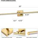 LED Bathroom Vanity Light, Modern Bathroom Light Fixture Over Mirror (3000K/4000K/6000K, Dimmable), Vanity Light Bar with Angle Adjustable, 32 Inch, Brass