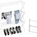 STARLATTA Foldable Drying Rack Clothing, 3-Tier Clothes Drying Rack Use for Indoor & Outdoor Antirust Laundry Drying Rack Collapsible White 28" L x 35" H x 10" W