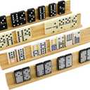 Bucher&Rossini Domino Racks 4packs - Authored Design Nut Brown Tile Holders for Dominoes Set Mexican Trains Mahjoon Chickenfoot