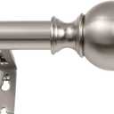 Brushed Nickel Curtain Rods for Window 36 to 72 Inch, Adjustable 1-Inch Thicken Single Drapery Rods, Telescoping, Decorative Round Finial