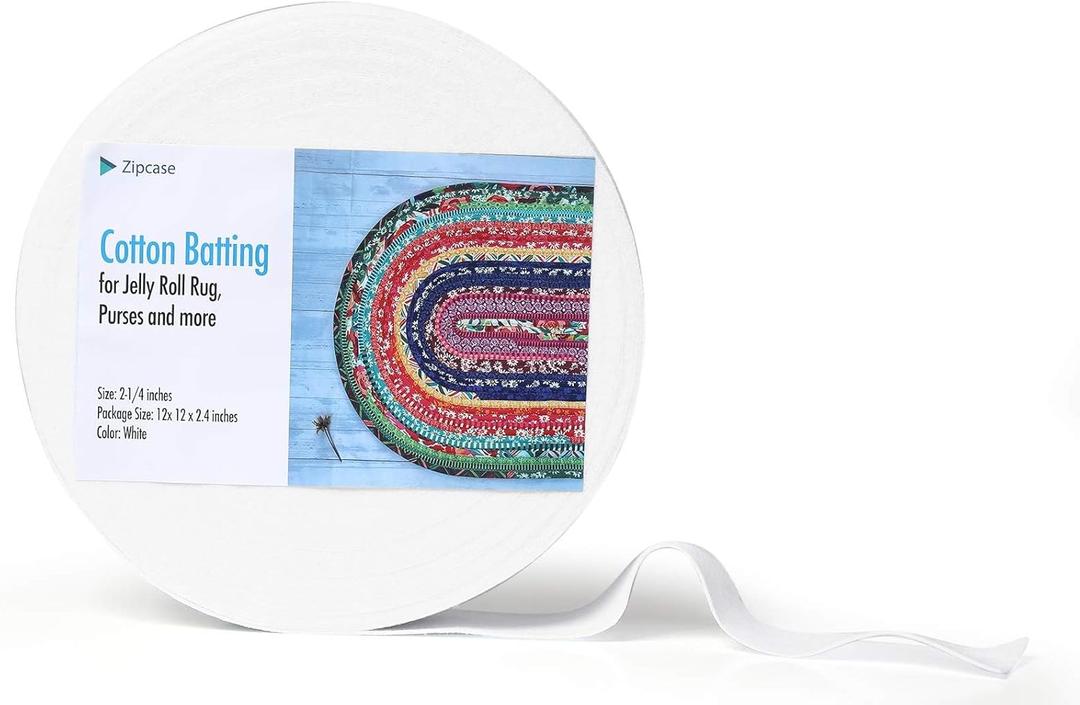 Zipcase On-A-Roll Upholstery Needle-Punched Cotton Batting for Jelly Roll Rugs, Purses, 2-1/4 inches by 50 Yards