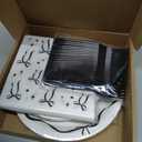 Avezano 96pcs Black Bow Plates and Napkins Black Bow Birthday Party Decorations Balck and White Bow Birthday Decorations Disposable Tableware Serve 24