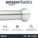 Amazon Basics No Drilling Spring Tension Curtain Rod, Adjustable Length 54-90" Width, Classic Finial, Nickel