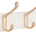 Coat Rack Wall Mount, Bamboo Coat Hanger with 5 Metal Pink Gold Hooks for Hanging Clothes, Towels, Keys, Hats, Bags(White)