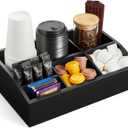 Black Coffee Station Organizer for Countertop, Coffee Bar Accessories and Organizer, Coffee Pod Holder Storage Basket for K Cup Sugar Tea