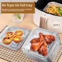 Non-Stick Disposable Air Fryer Aluminum Foil Liners Square 50PCS, Oil-Proof Aluminum Foil Tin Box Also for Steamer Basket Instant Pot Oven & Grill (6 * 6 Inch-Square)