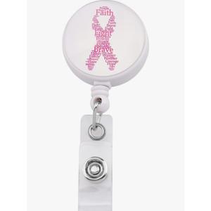 MYOSPARK Pink Ribbon Breast Cancer Lanyard Keychain ID Badge Holder Breast Cancer Awareness Gift 10pcs