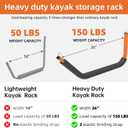 26" Kayak Wall Mount Storage Rack with Foam Padding - 150lb Capacity, Includes Elastic Rope & Hooks - Versatile for Indoor/Outdoor, Garage, Dock, Canoe & Paddle Board Storage