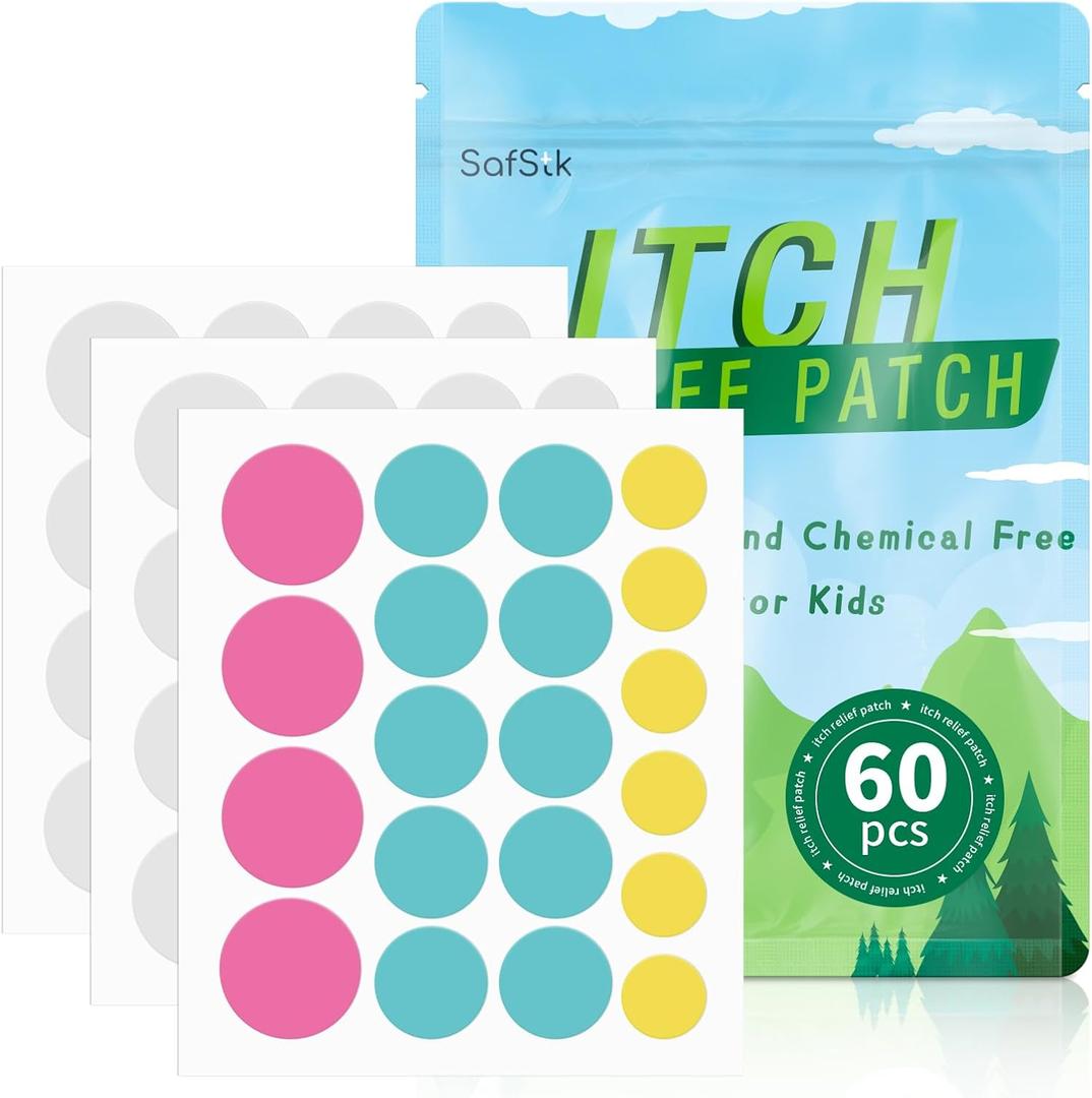 8 x Itch Relief Patch 60pcs Anti Itch Stickers Nature Formula Hydrocolloid Fast Bite Itch Relief Chemical-Free & Safe for Kids Reduces Swelling Prevents Scratching Minimize Dark Marks in 3 Sizes