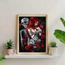 3 x Amz Camel 5D Diamond Painting Kit for Adults, 30x40cm Skull with Flowers and Girl, DIY Crystal Art Home Wall Decor, Unique Gift for Beginners