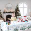 3Piecs Onederland 1st Birthday Boy Tablecloth, Disposable Blue Snowflake 1st Birthday Boy Table Cover Winter Wonderland Table Cloth for Wonderland Baby Shower Decorations