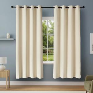 100% Blackout Curtains with Grommets, 2 Panels, 52 x 84 Inches, Beige