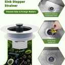 Universal 2PCS Kitchen Sink Strainer Stopper Combo, 3 in 1 Pop Up Kitchen Sink Stopper with Chrome Stainless Steel Wraped Shell for US Standard 3-1/2 inch Drain Filter, Anti-Clog