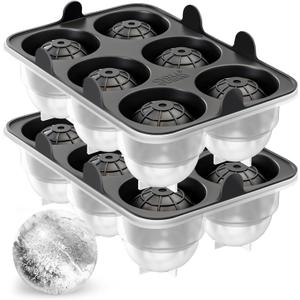 Large Round Ice Cube Trays - Set of 2, Silicone Ice Ball Molds for Chilly Drinks, Perfect Whiskey Ice Molds, for Cocktails - BPA-Free