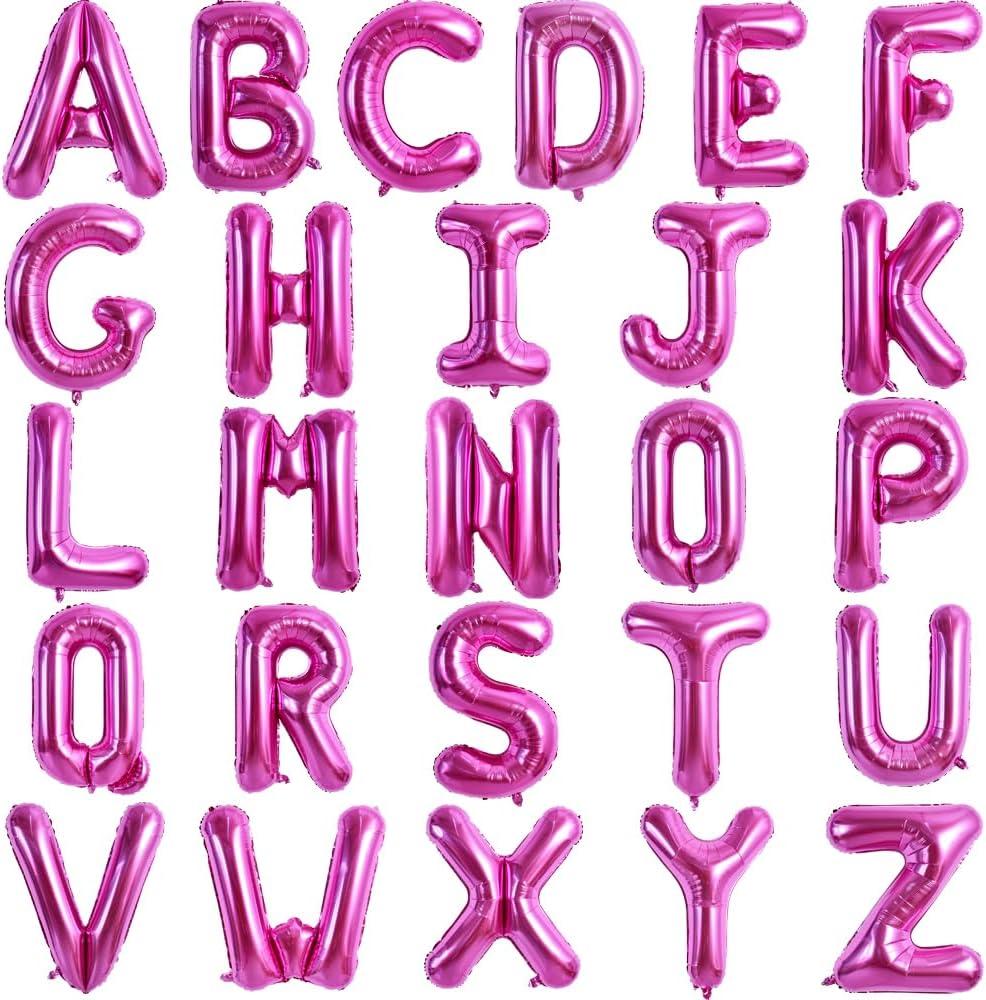 TONIFUL 52 Pieces 16 Inch Rose Red Letter A-Z Balloons,Custom Phrase Mylar Foil Alphabet Letter DIY Personalized Phrase Banner for Birthday Anniversary Celebration Graduation Party Supplies Decor (Rose Red-52pcs)