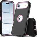 COOYA for iPhone Air Case Full Body Drop Protection, 6.5-inch Black+Pink | Rugged Case Shockproof 2-Layer, Dustproof Heavy Duty Hybrid Non-Slip Rubber Phone Cover Front Bumper Hard Shell for Women Men