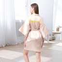 Women's Bride Robe Bridesmaid Robes Short Satin Kimono Robes for Wedding Party Bridal Robes Getting Ready (Beige)