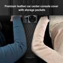 Universal Car Center Console Cover,Leather Arm Rest Cover for Car with Extend Center Console Organizer Pocket,Color Clash Car Armrest Cushion with Silicone Non-Slip Particles (Black)