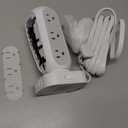 Flat Plug Power Strip Tower 15FT, 40W Total Fast Charging Station, Dual PD 20W USB-C Surge Protector with 12 AC Outlets and 8 USB Ports (4 USB C), Long Extension Cord for Home Office Dorm Room