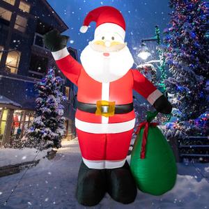 6FT Christmas Inflatable Santa Outdoor Decoration, Christmas Blow Up Lighted Santa Claus with Gift Bag Yard Decoration, LED Lights Built-in for Holiday, Xmas, Indoor Outdoor Decor - Santa