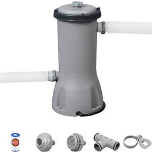 Bestway Flowclear 1,000 Gallons Per Hour 120 Volt Above Ground Swimming Pool Water Filter Pump Cartridge with Automatic Shut Off Timer (Gray)