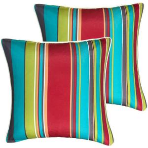 Enipate Inserts Included Outdoor Throw Pillows, Pack of 2 Striped Water Resistance Stuffed Pillows for Patio Furniture Decor 18x18 in