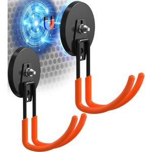 Extra Large Heavy Duty Magnetic Hooks for Hanging Garage Tools, 3.5in Ndfeb Strong Magnet Hook Heavy Duty, Super Big Magnetic Storage Utility Hook, Magnetic Hanger Holder Wall Mounted, 2 Pack