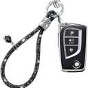 COXTOBRH for Toyota Key Fob Cover with Crystal Car Keychain, Key Case Protection for Toyota 4Runner Avalon C-HR Camry Corolla Fortuner Highlander Levin RAV4, Black Set of 2