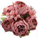 Duovlo Artificial Peony Silk Flowers Fake Flowers Vintage Wedding Home Decoration,Pack of 1 (Rosy Brown)