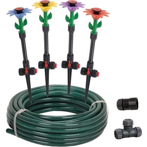 Eden 97065 Daisy Above-Ground 50 Ft Garden Hose and Sprinkler System, DIY Plant Watering Set