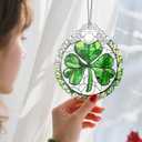 Christmas Ornaments: Stained Glass Ornament, Christmas Tree Ornament, Hanging Ornaments for Home Decor & Xmas Tree Decorations Exquisite Holiday Decor, Gifts & Holiday Present - Shamrock
