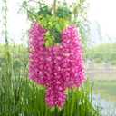 WEISPARK Fake Hanging Flowers - 12 Pieces 3.75 Feet/Piece Artificial Wisteria Vine Ratta Hanging Garland Silk Flowers for Home Party Wedding Decor (Fuchsia)