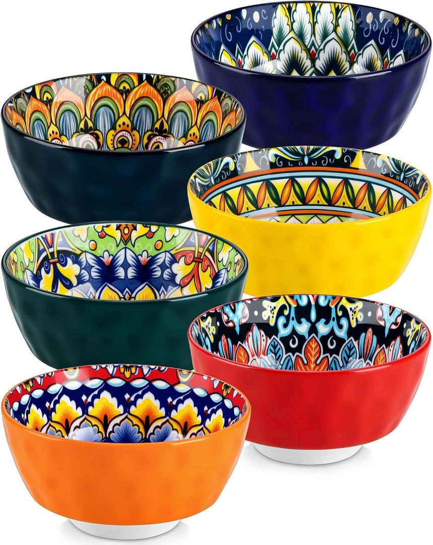 vancasso 12 Oz Ceramic Small Soup Bowls Set of 6, 4.7 inch Soup Bowls, Colorful Bowls Set for Kitchen, Dishwasher & Microwave Safe- for Cereal, Soup, Oatmeal, Ice Cream, etc