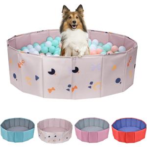 Dog Ball Pit, Foldable Ball Pit for Dog, Balls Pit for Dogs, Balls Pit for All Types of Dogs, Suitable for Indoor and Outdoor Activities (59.05inches in Diameter,No Ball Included,Khaki)