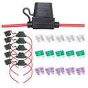 Garfour 5PCS 10 Gauge AWG Fuse Holder Waterproof Dustproof Inline Fuse Box for Car Boat SUV